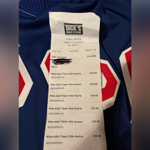 Nike Team USA Hockey #34 Mathews 2026 Winter Olympics Milano Away Jersey White S - Picture 8 of 9